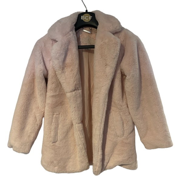 Jou Jou Other - Jou Jou Girls faux fur pink coat, size 10-12